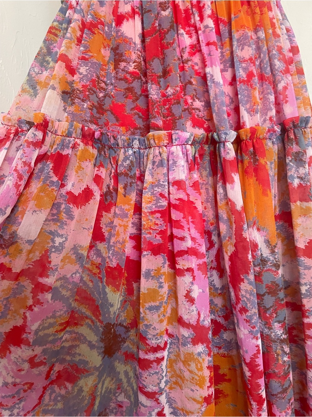 Free People Red Julianna Chiffon Maxi Dress Bohemian Summer Deep V Pockets Flowy - Picture 9 of 16